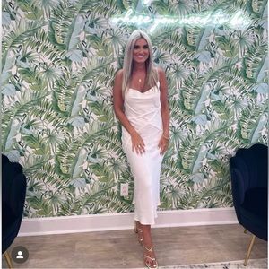 Zara SATIN LINGERIE STYLE DRESS Oyster White  XS